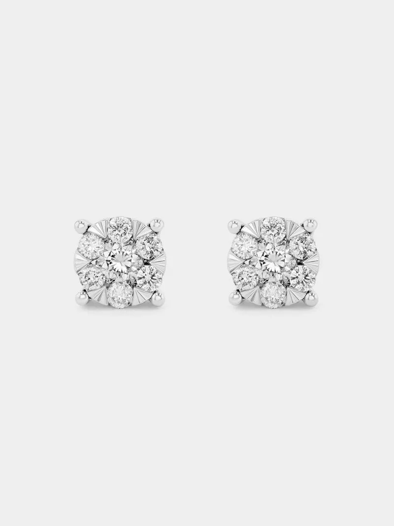 White Gold 0.50ct Diamond Illusion Solitaire Stud Earrings