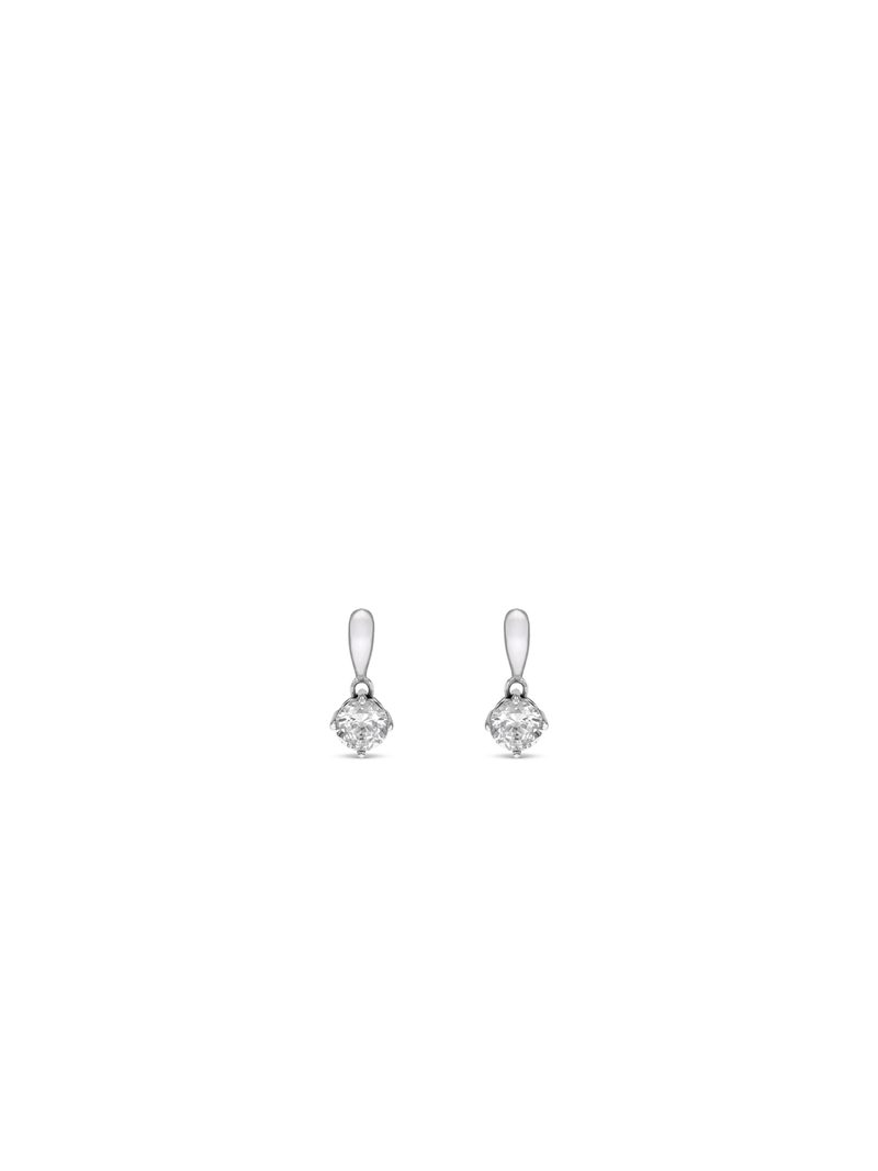 Sterling Silver Cubic Zirconia Solitaire Drop Earrings