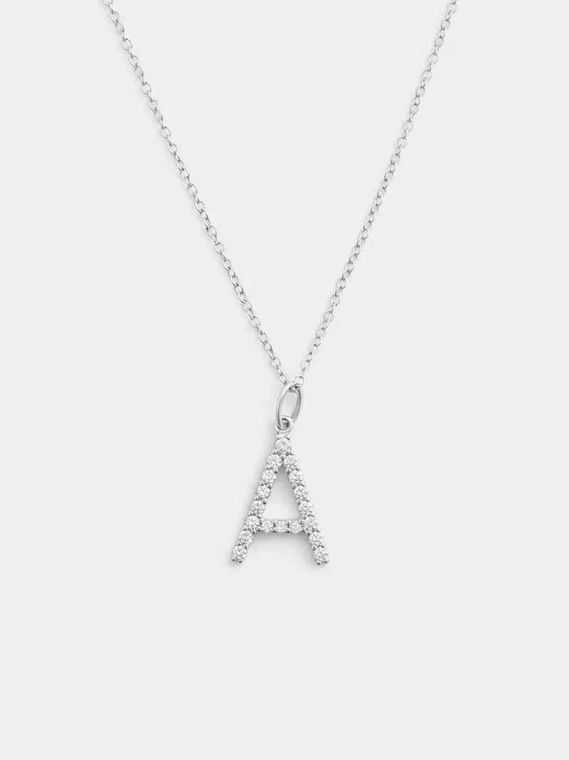 Cheté Sterling Silver Cubic Zirconia “A” Initial Pendant