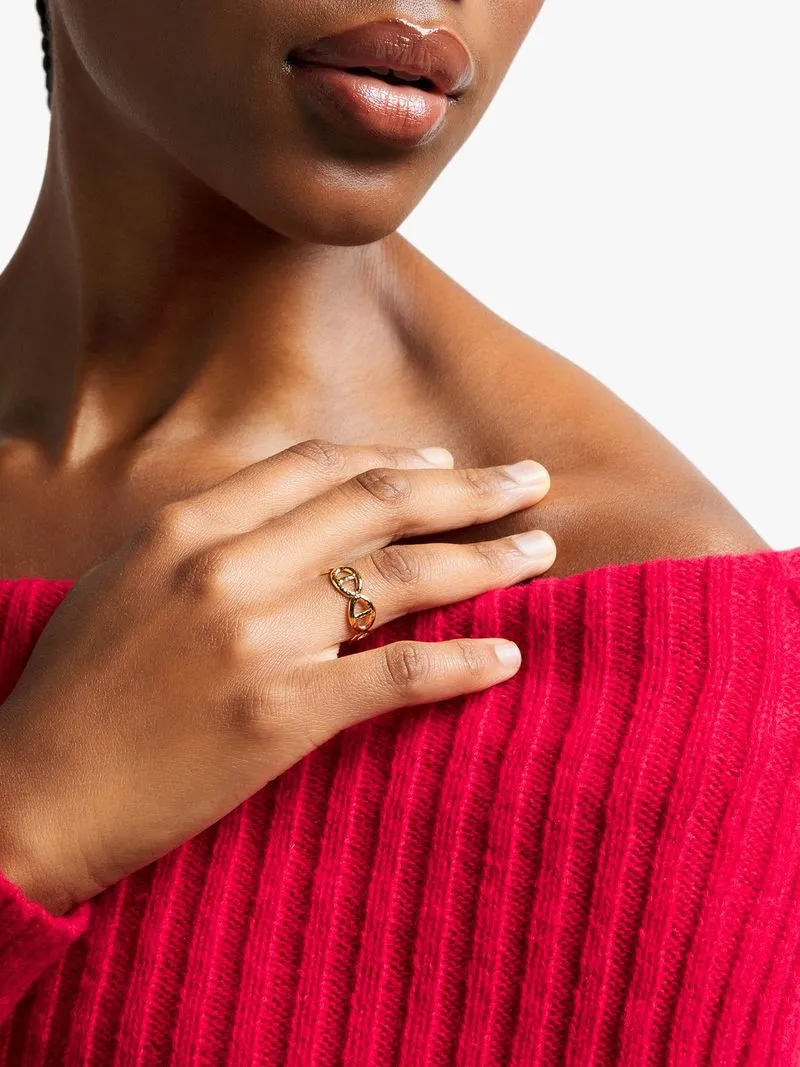 Stainless Steel Gold Tone Adjustable Chain Link Ring
