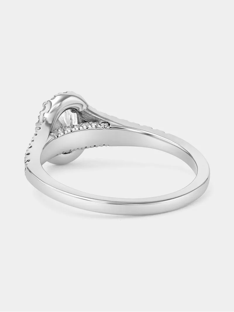 White Gold 0.9ct Lab Grown Diamond Oval Halo Ring