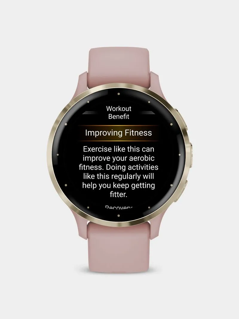 Garmin Venu 3S Soft gold stainless steel bezel with dust rose case & silicone band