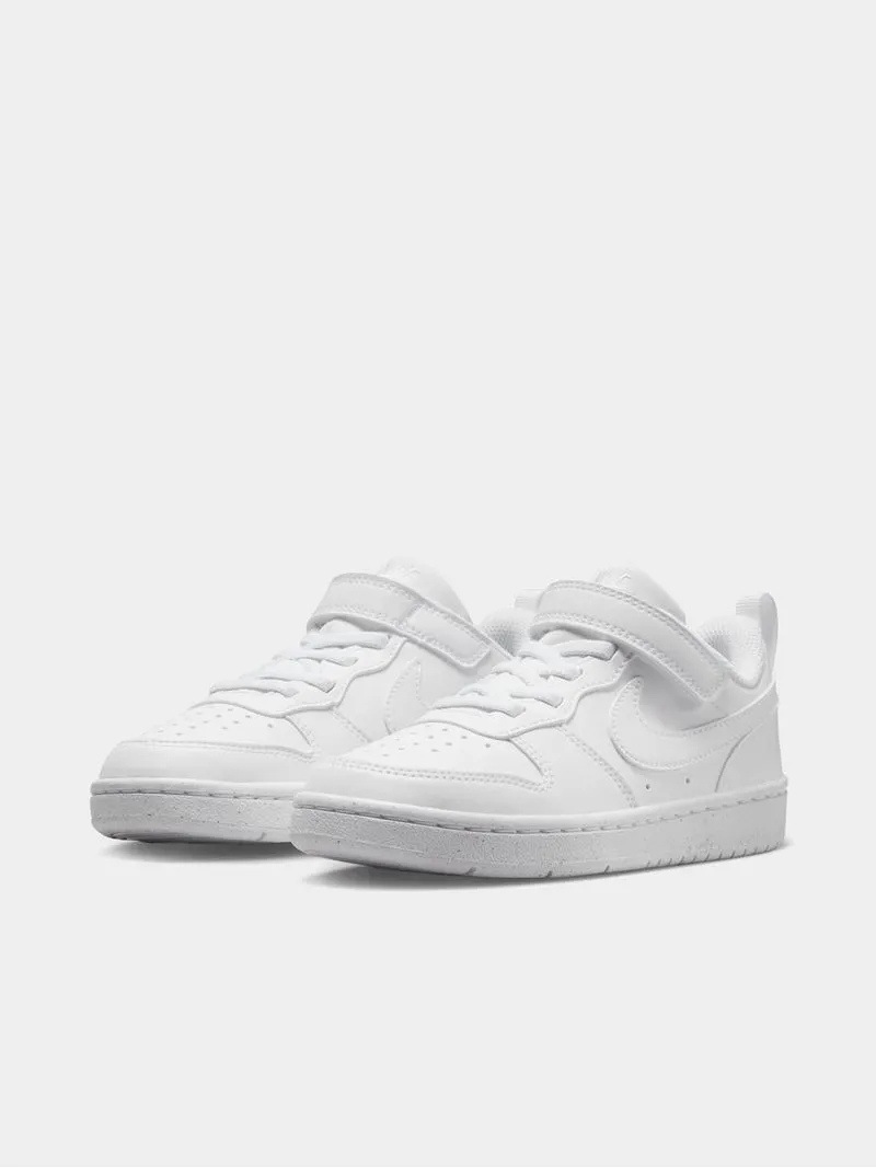 Junior Pre-School Nike Court Borough Low White Sneakers