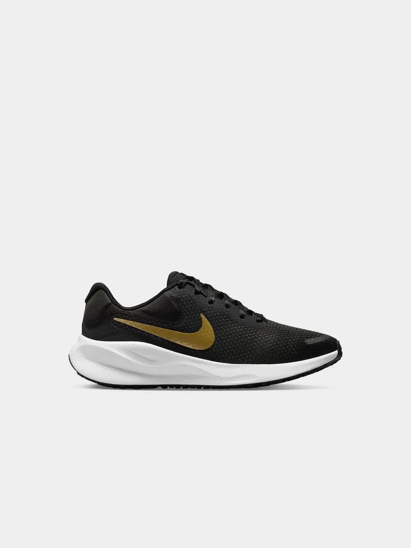 Womens Nike Revolution 7 Black/Metallic Gold Running Shoes