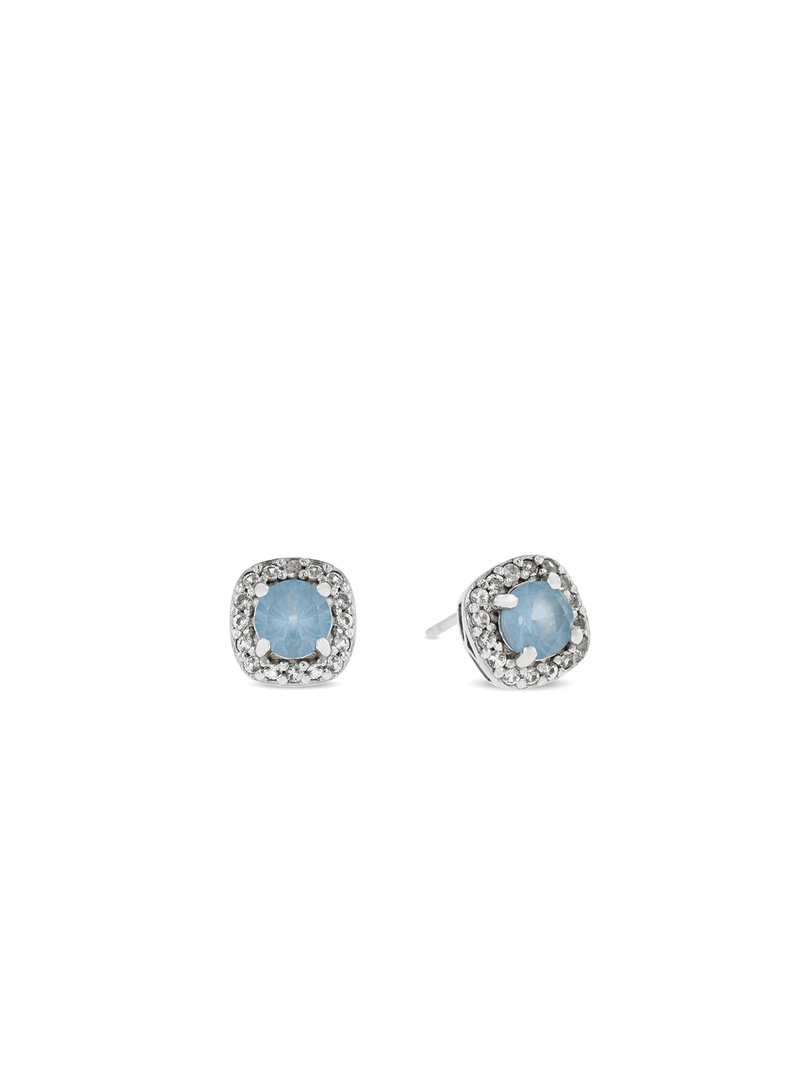 Sterling Silver Cubic Zirconia Women's March Birthstone Stud Earrings