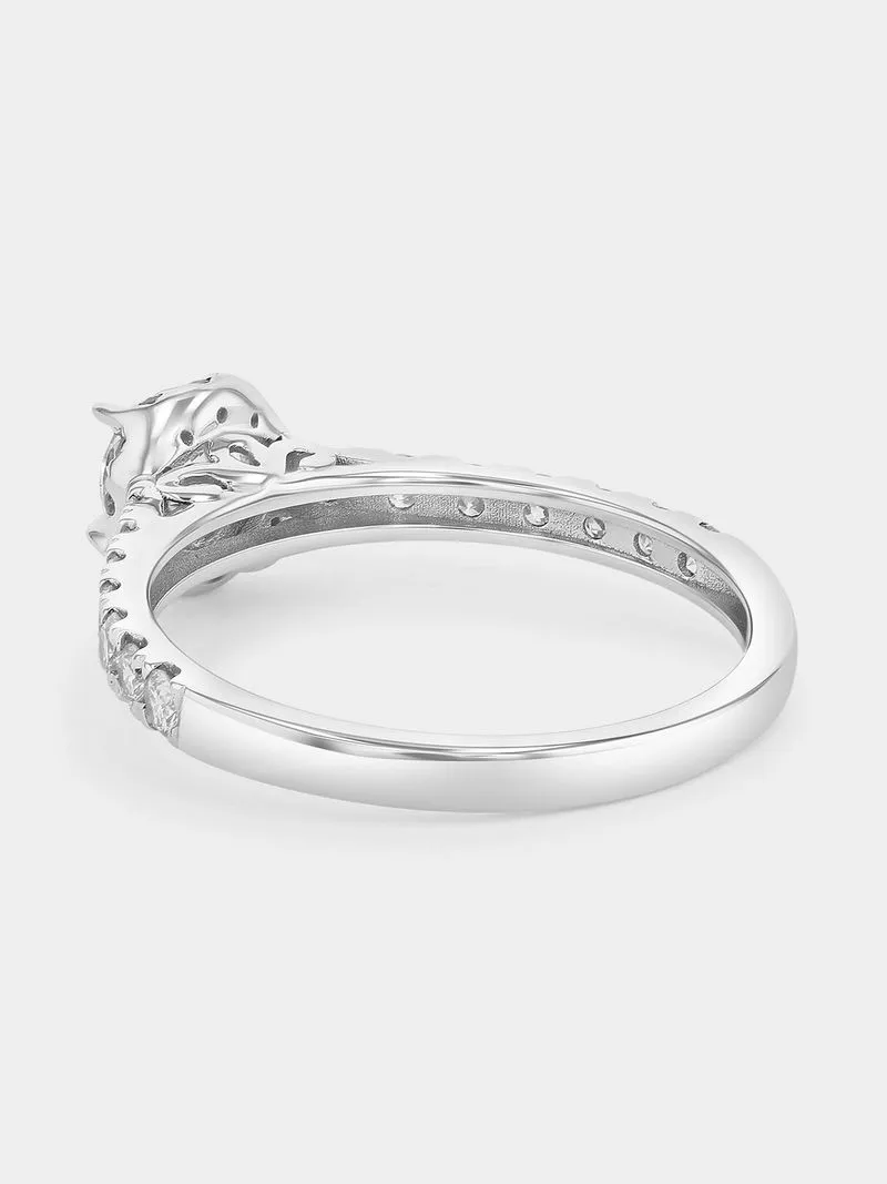 White Gold 1ct Lab Grown Diamond Round Halo Ring