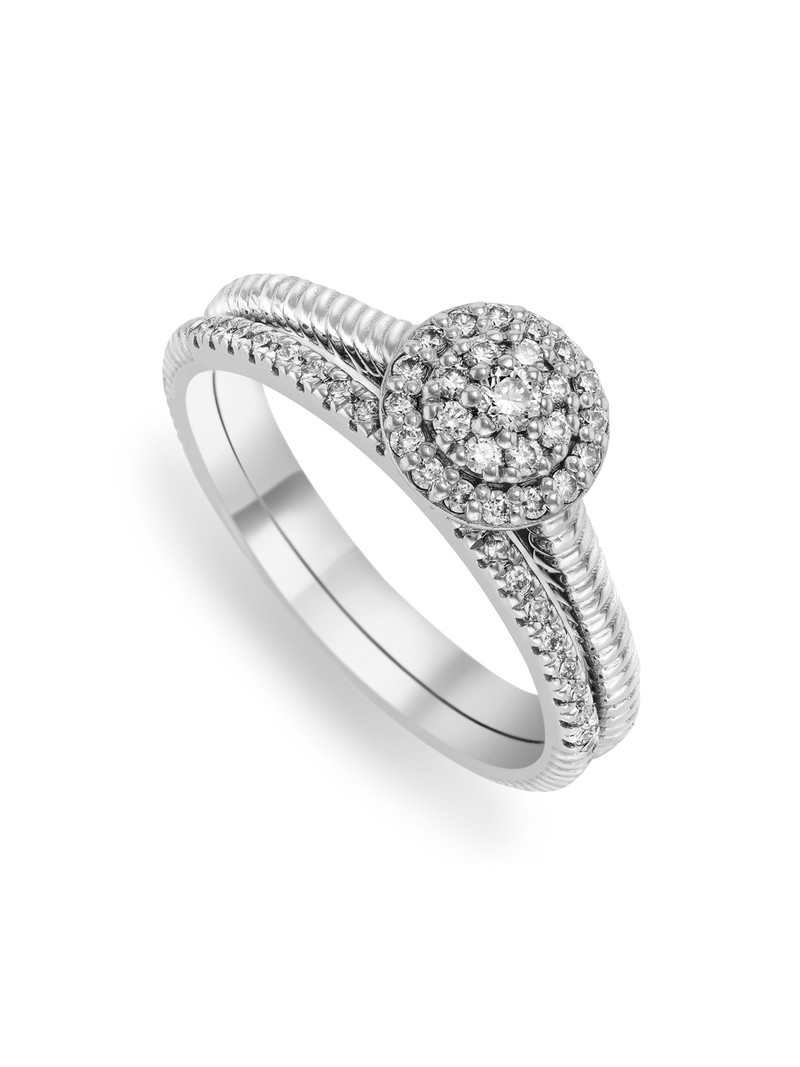 9ct White Gold & Diamond Double Halo Twinset Ring