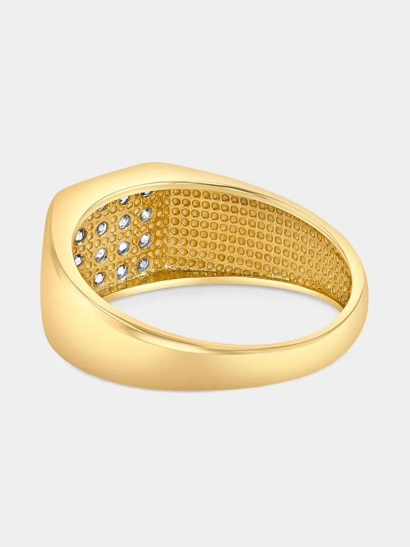 Yellow Gold 0.5ct Lab Grown Diamond Square Cluster Signet Ring