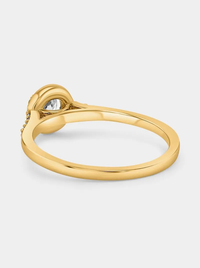 Yellow Gold 0.43ct Diamond Round Halo Ring