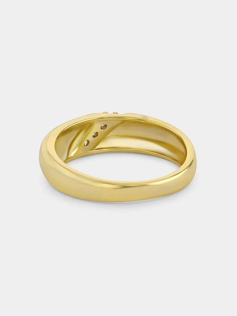 Sterling Silver Cubic Zirconia Indent Channel Ring