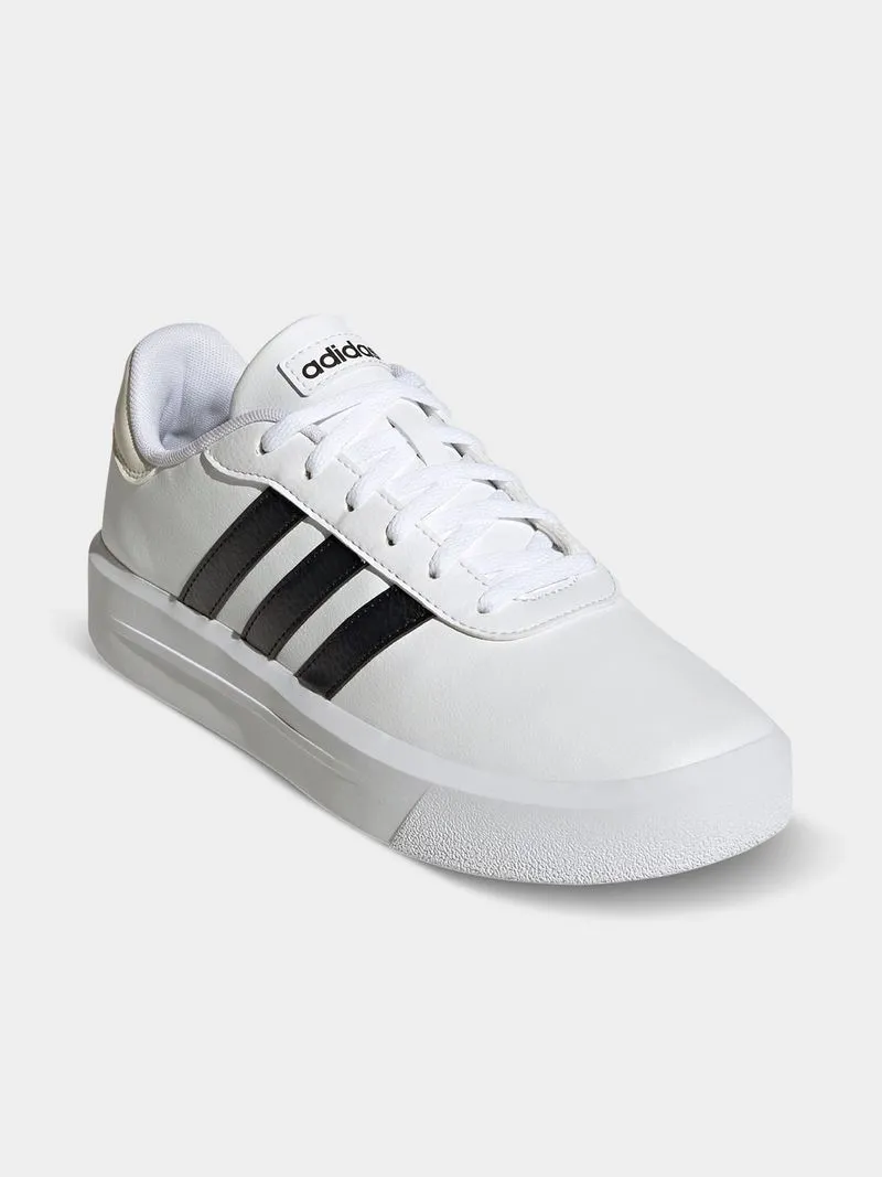 Womens adidas Chalk White/Core Black/Cloud White Court Platform Shoes