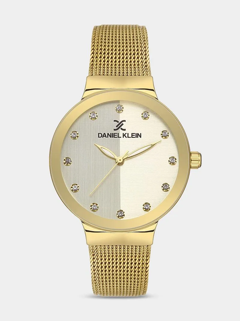 Daniel Klein Gold Plated Gold Tone Dial Mesh Watch