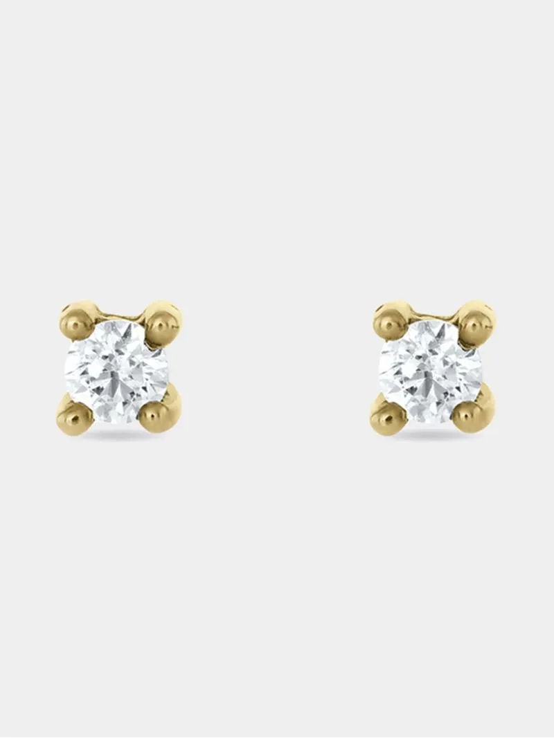 9ct Yellow Gold & 0.10ct Diamond Solitaire Stud Earrings