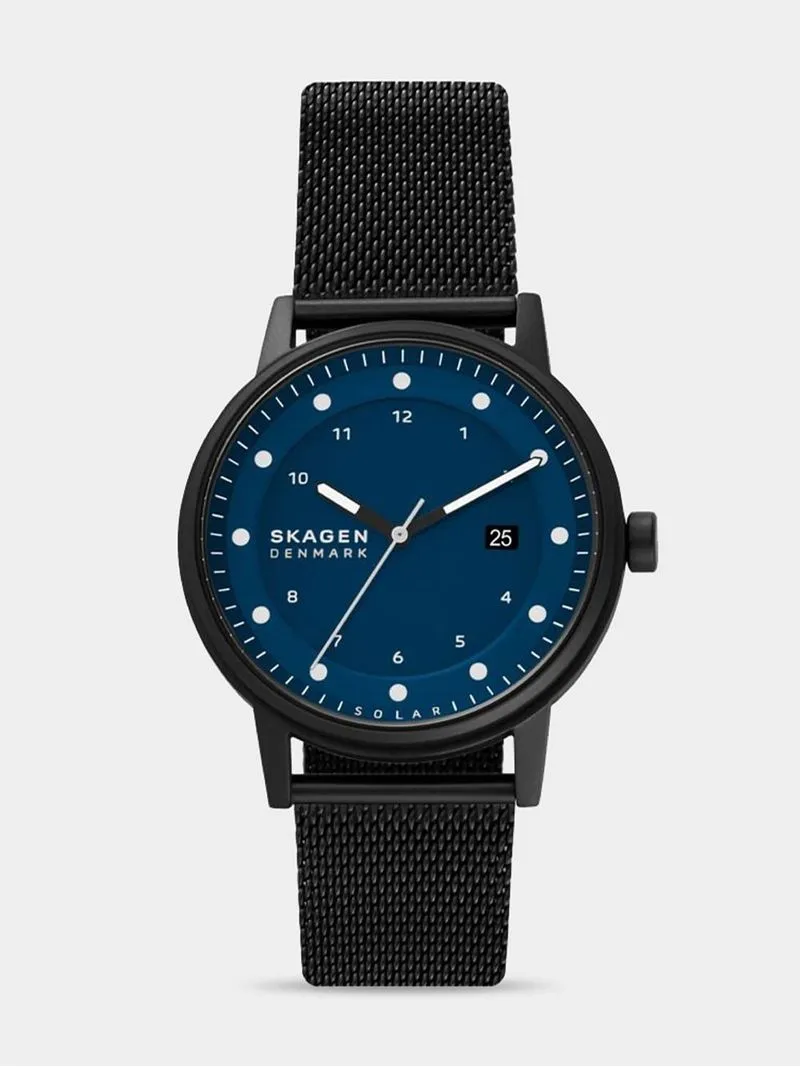 Skagen Men's Henriksen Black Plated Stainless Steel Mesh Watch