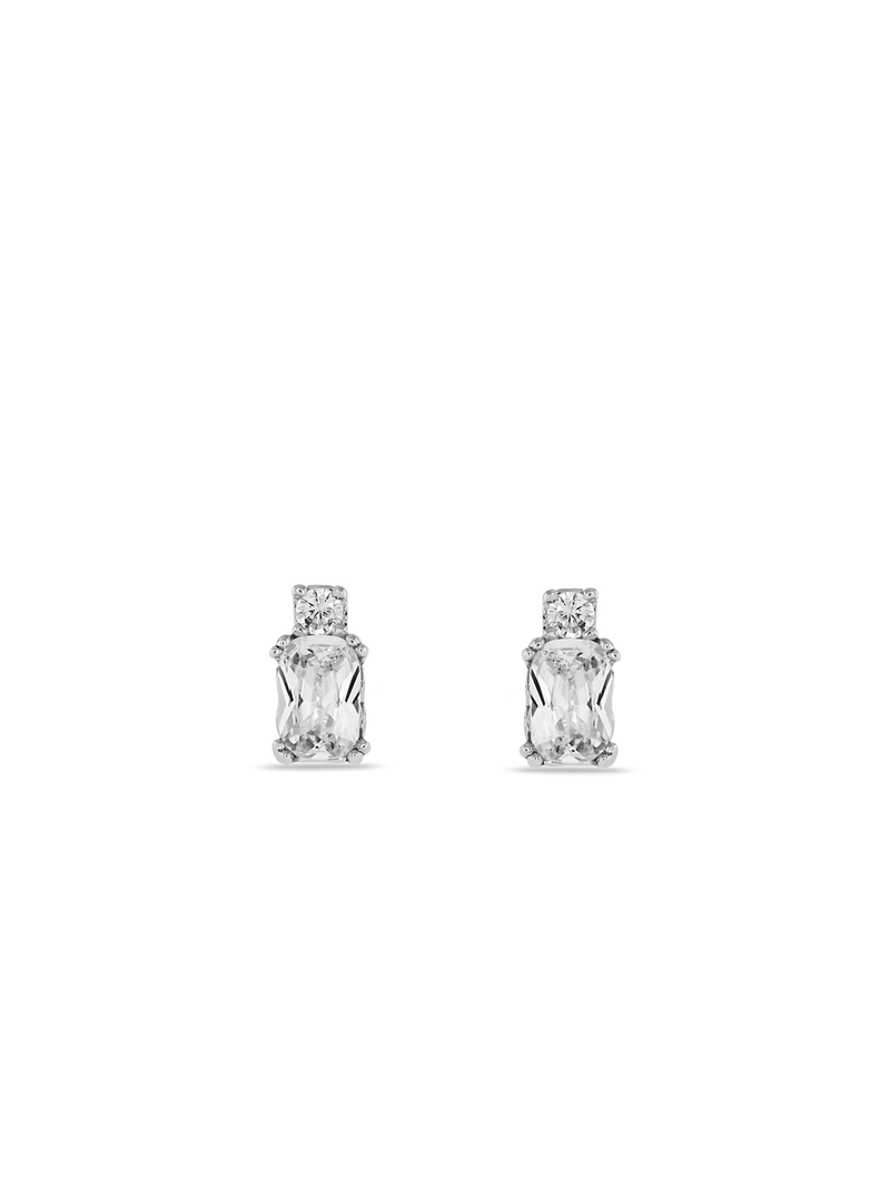 Sterling Silver Cubic Zirconia Emerald-Cut Pillow Women’s Stud Earrings