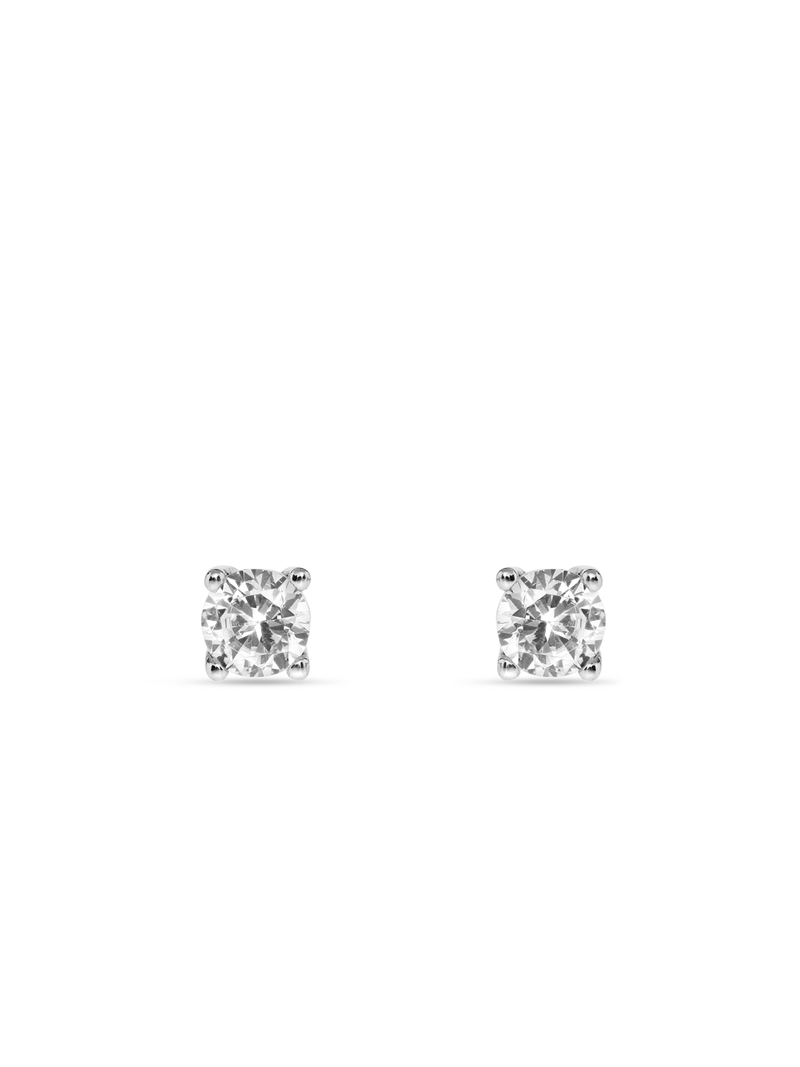 Miss Swiss Sterling Silver Cubic Zirconia Round Stud Earrings