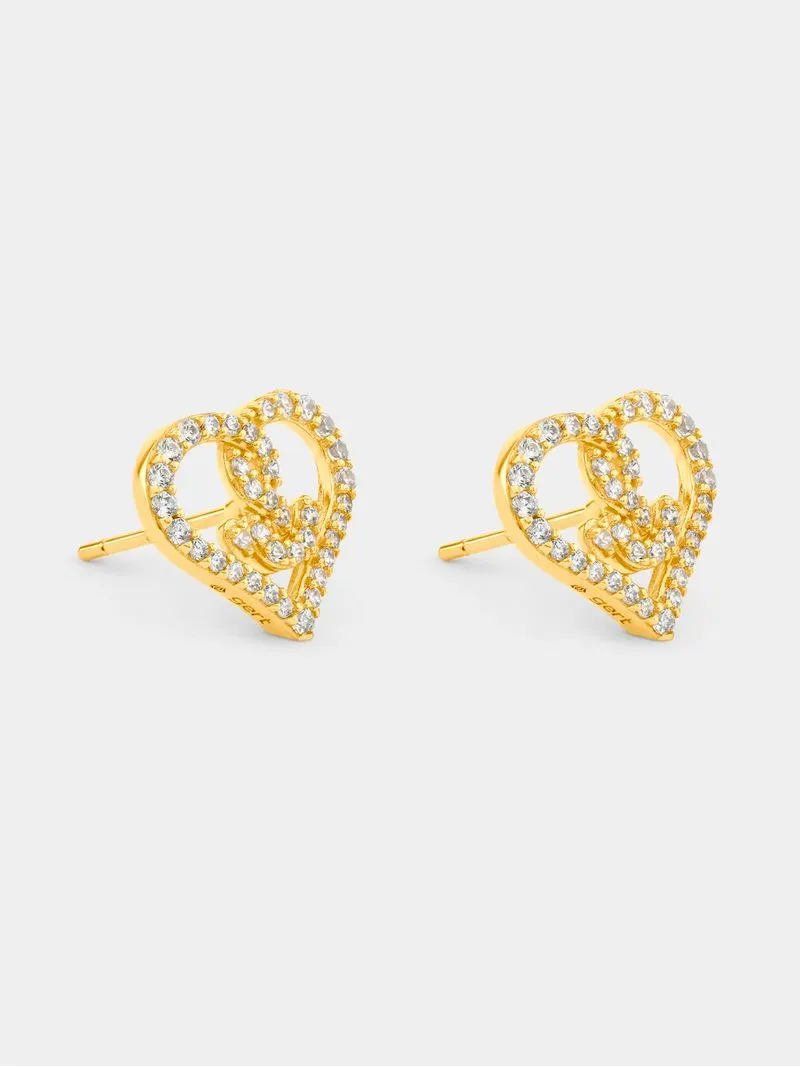 Gold-tone Sterling Silver Love Generation x Gert Johan Coetzee Love Knot Stud Earrings