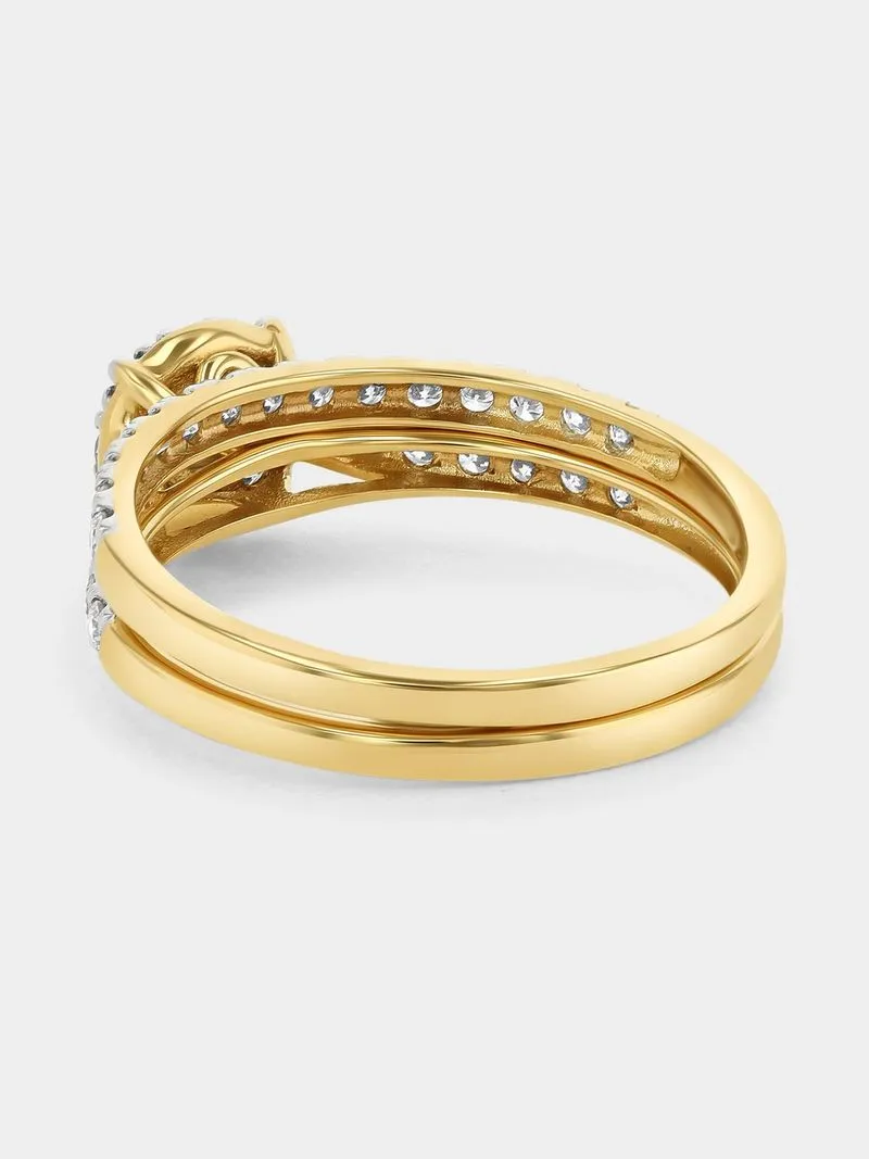Yellow Gold 0.8ct Lab Grown Diamond Round Halo Twinset Ring