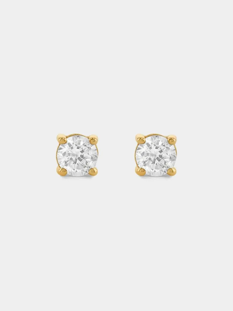 Yellow Gold 0.5ct Moissanite Round Stud Earrings
