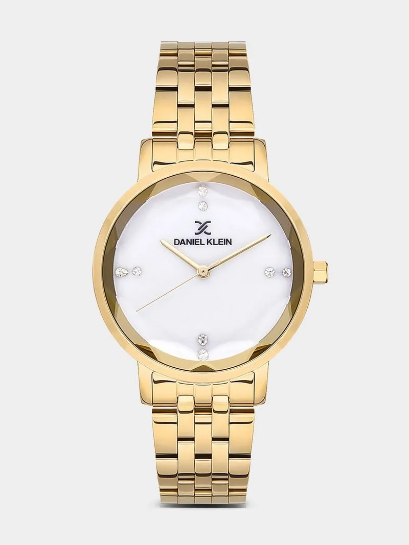 Daniel Klein Gold Plated White Dial Bracelet Watch