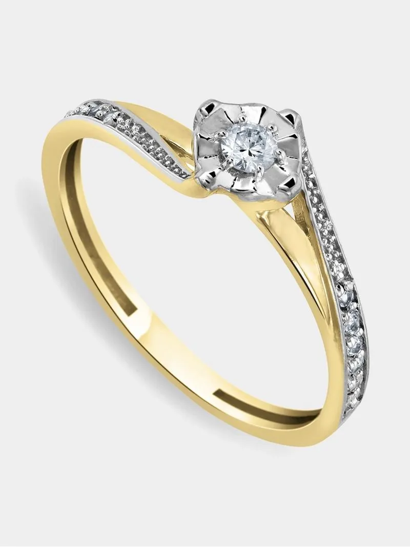 Yellow Gold 0.11ct Diamond Illusion Embrace Ring
