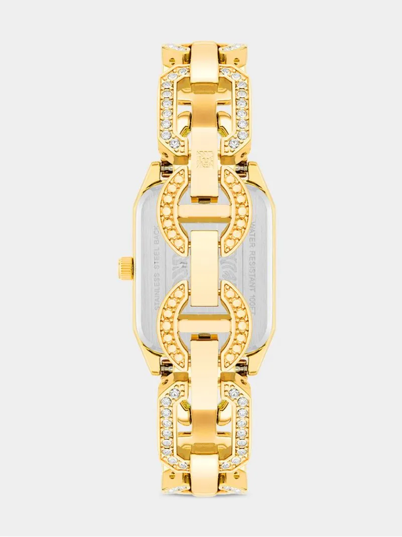 Anne Klein Black Dial Gold Plated Octagon Bracelet Watch