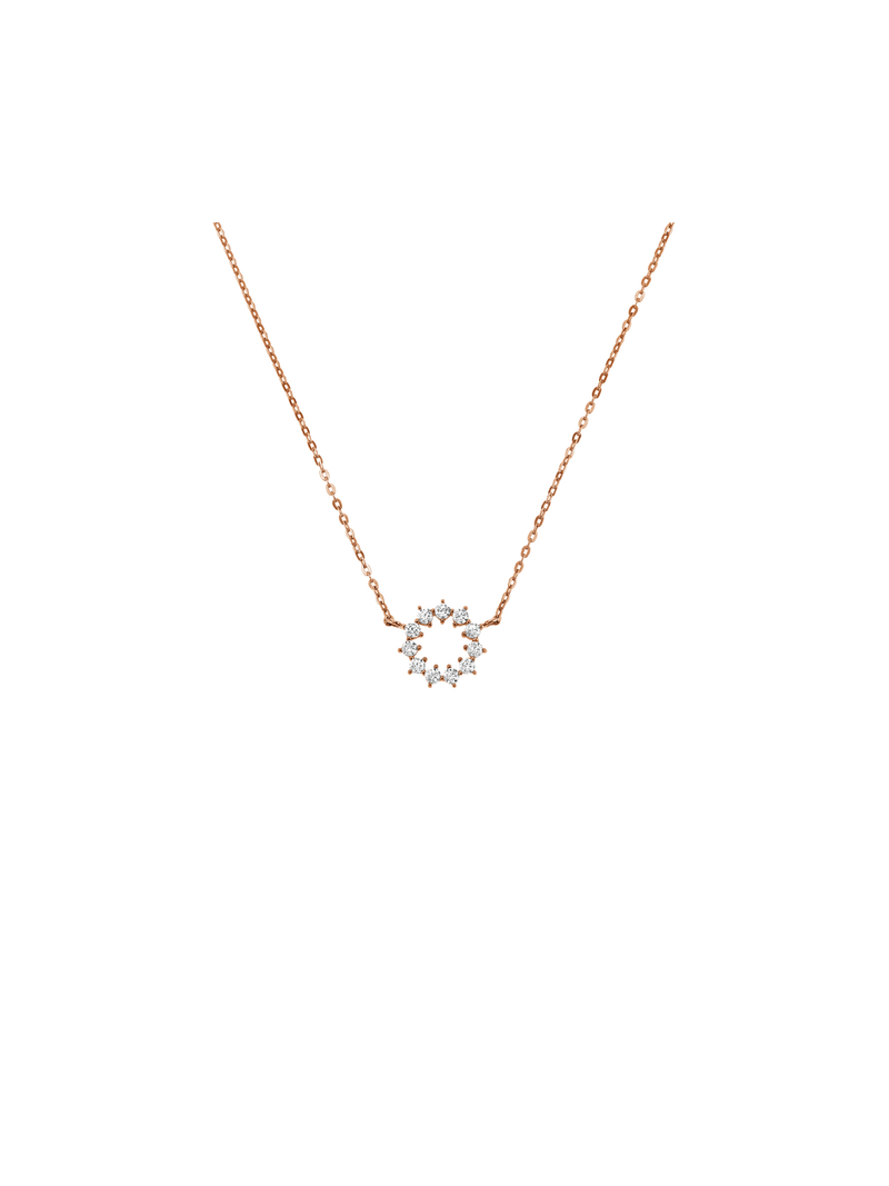 Rose Gold Cubic Zirconia, Circle of Life Pendant on chain