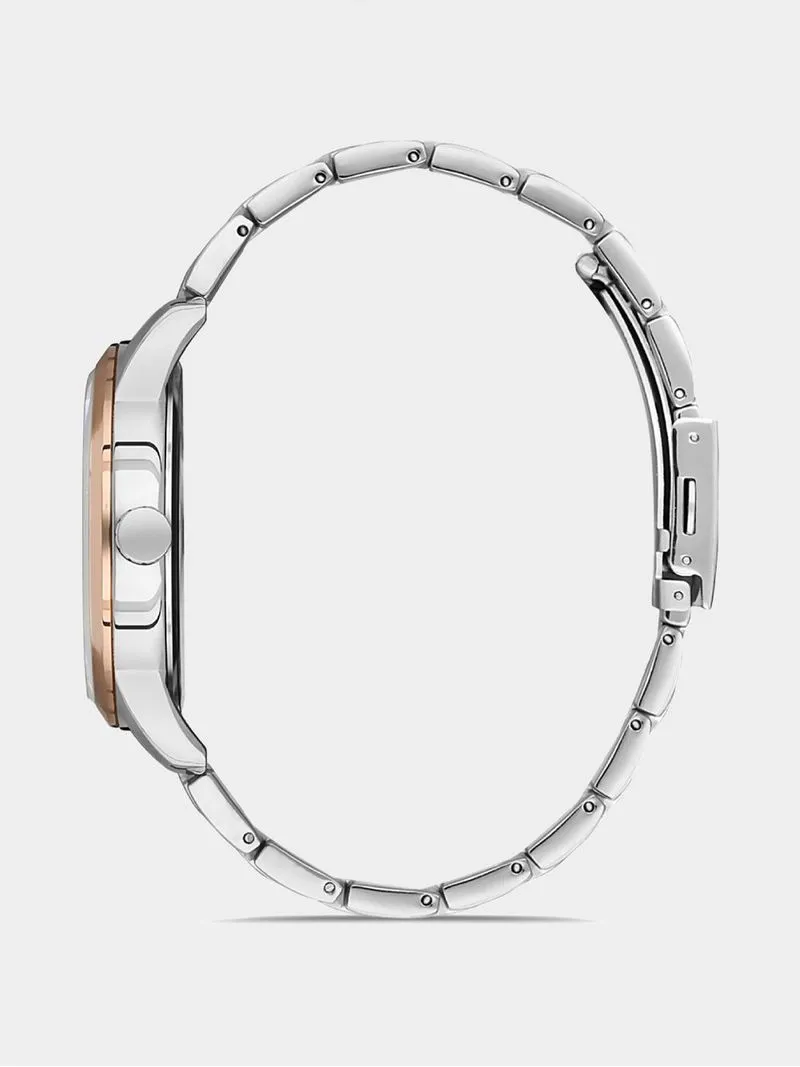 Daniel Klein Men's Silver & Rose Gold Plated Bracelet Watch