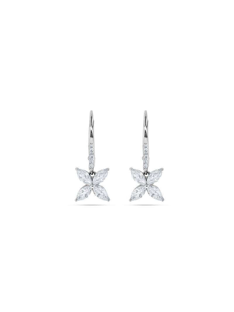 Cheté Sterling Silver Cubic Zirconia Women’s Victoria Blossom Drop Earrings