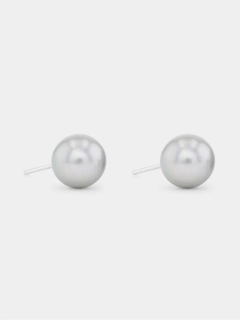 Sterling Silver Grey Freshwater Pearl Stud Earrings
