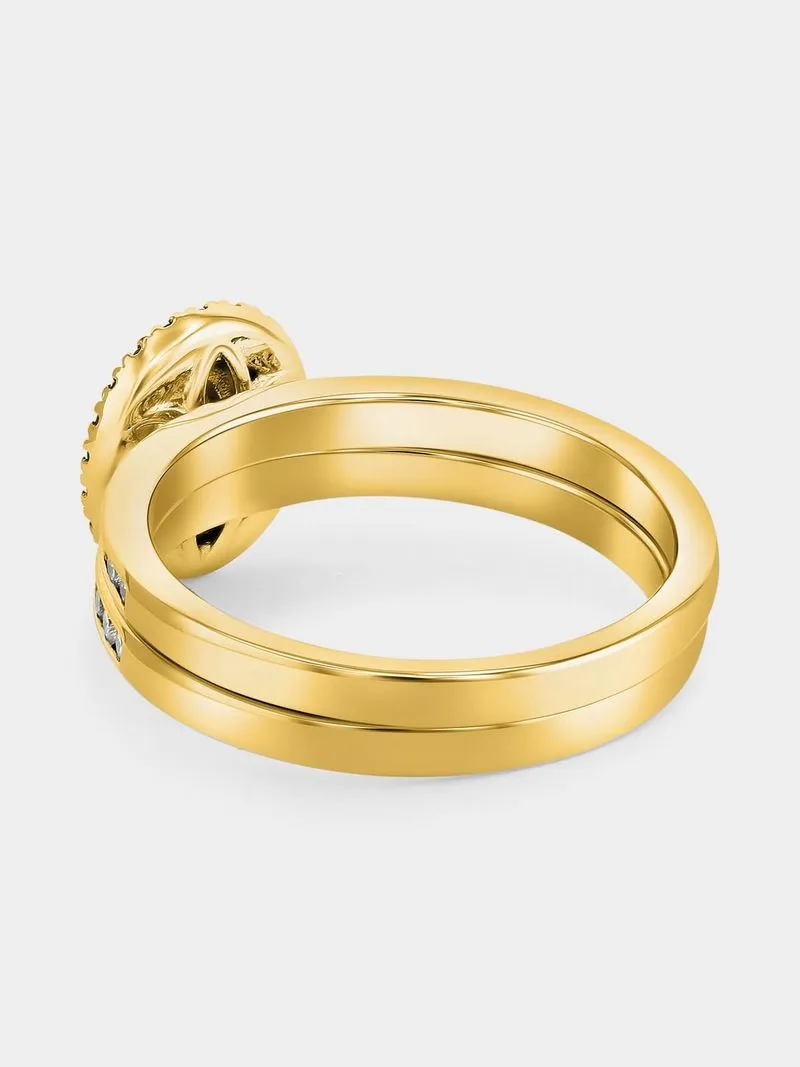 Yellow Gold 0.60ct Diamond Oval Halo Twinset Ring