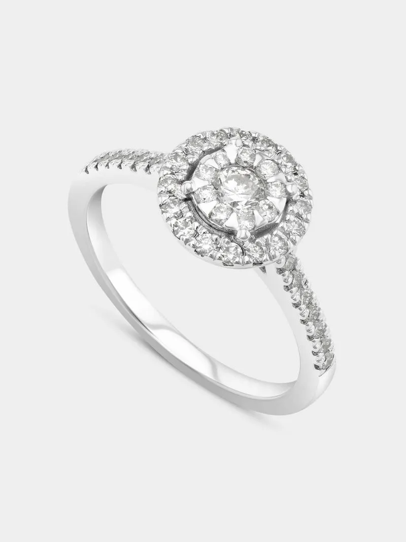 White Gold 0.55ct Diamond Round Double Halo Ring