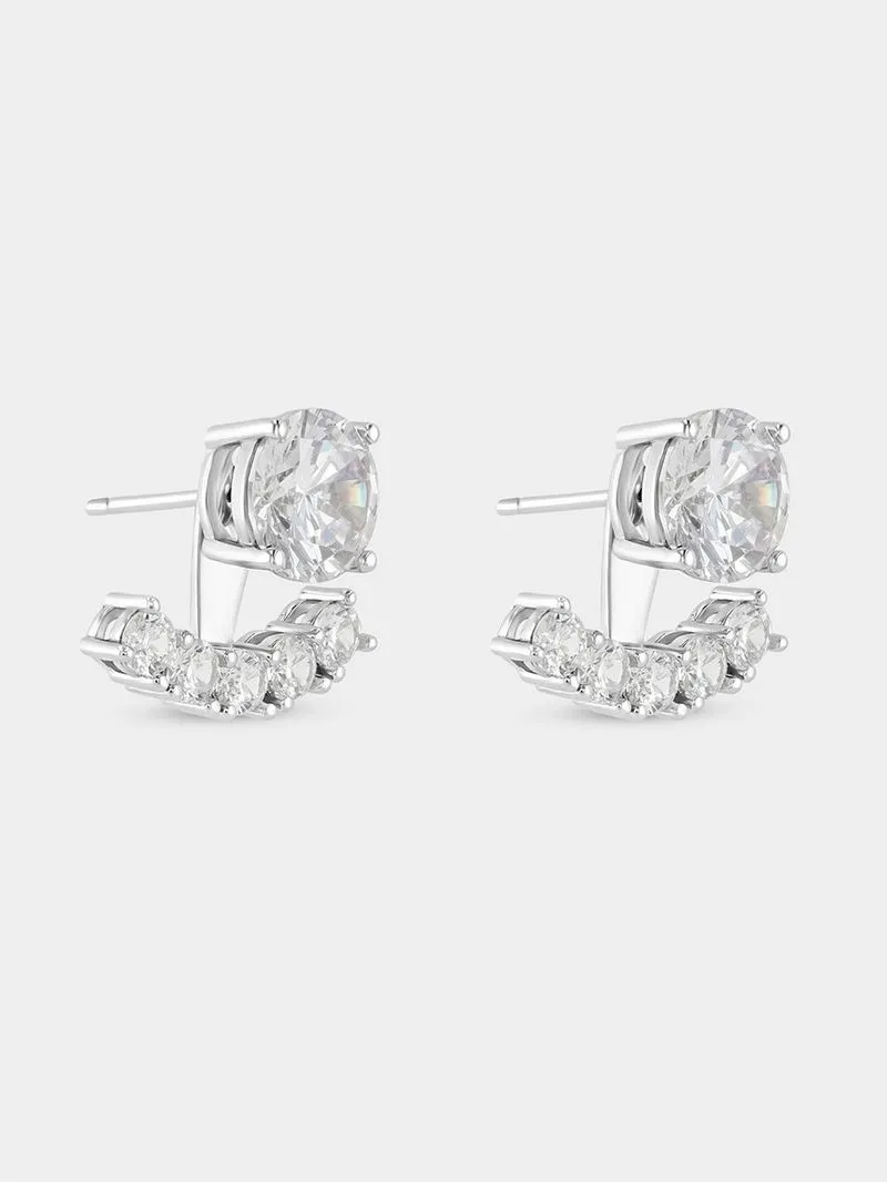 Sterling Silver Cubic Zirconia Jacket Stud Earrings