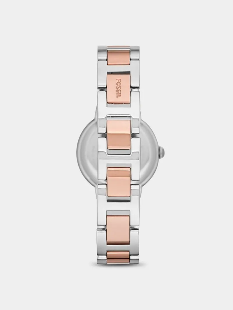 Fossil Ladies Virginia Silver & Rose Tone Bracelet Watch