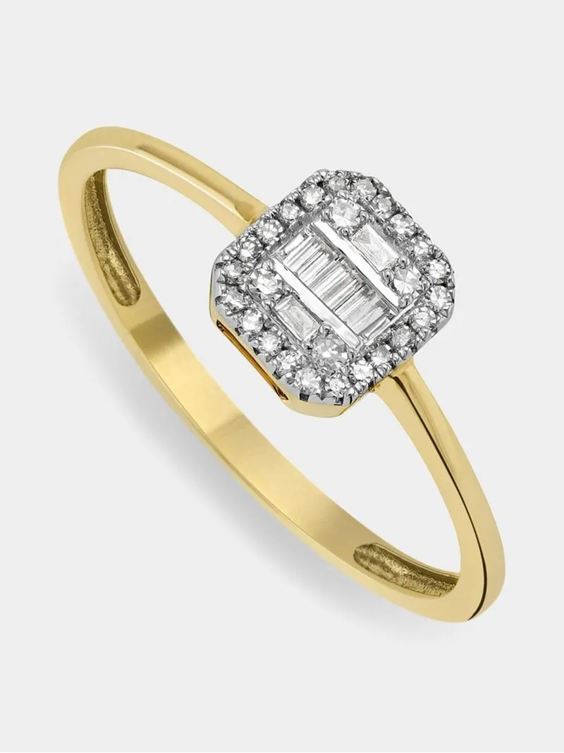 9ct Yellow Gold 0.12ct Diamond Cushion Cluster Ring