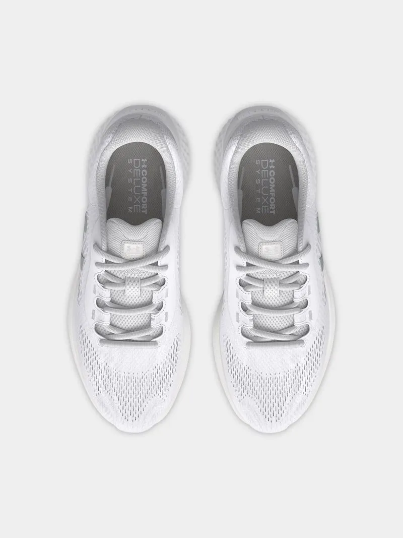 Womens Under Armour Rogue 4 White/Halo Grey/Metallic Running Shoes