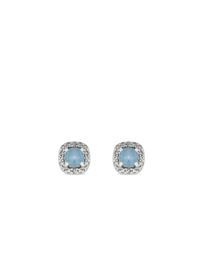 Sterling Silver Cubic Zirconia Women's March Birthstone Stud Earrings