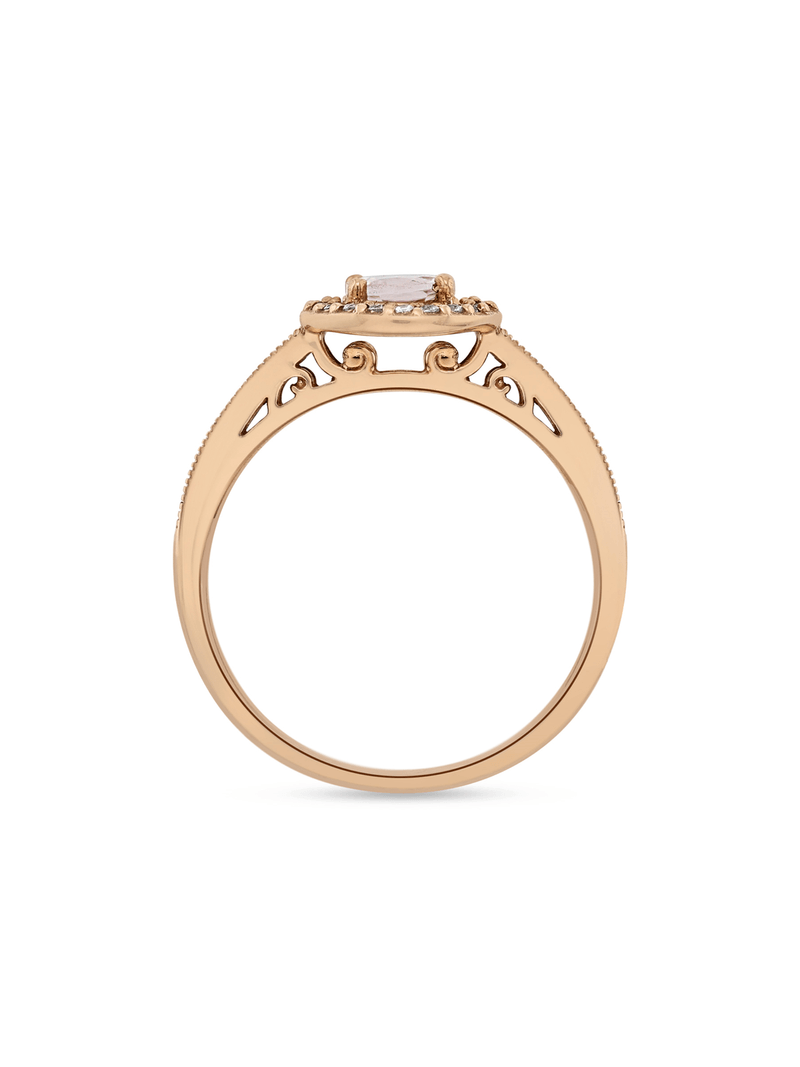 9ct Rose Gold Morganite & Diamond Twinset Ring