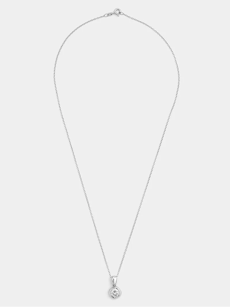 Cheté Sterling Silver Cubic Zirconia Women’s Round Solitaire Pendant