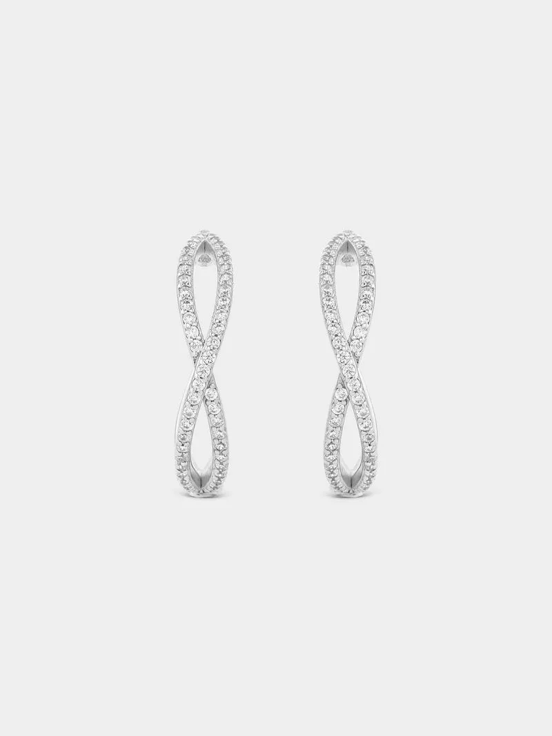 Sterling Women's Cubic Zirconia Hoop Silver Earrings