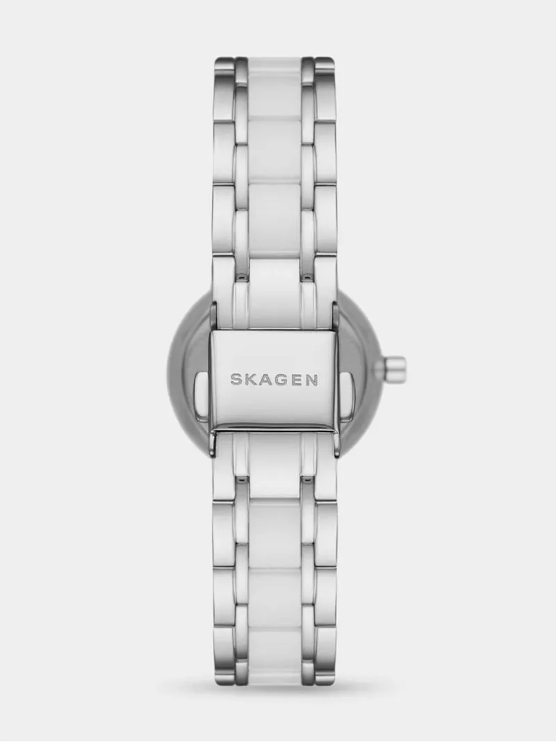 Skagen Women's Freja Lille Silver Plated Stainless Steel & Ceramic Bracelet Watch