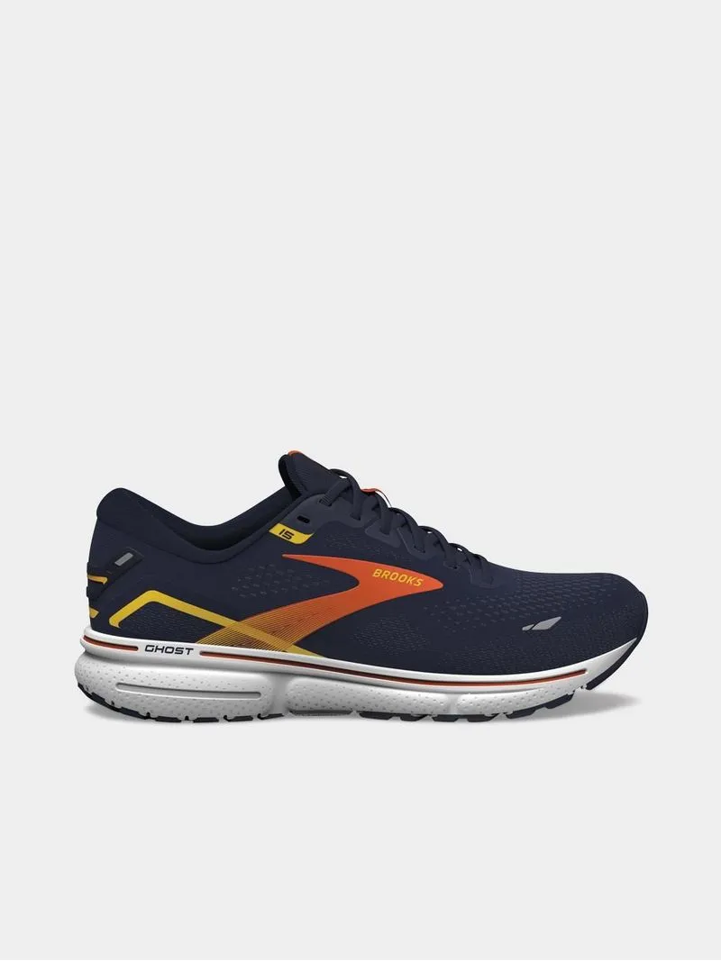 Mens Brooks Ghost 15 Navy/Red/Yellow Running Shoes