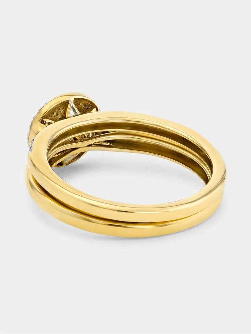 Yellow Gold Diamond & Created Sapphire Twinset Ring