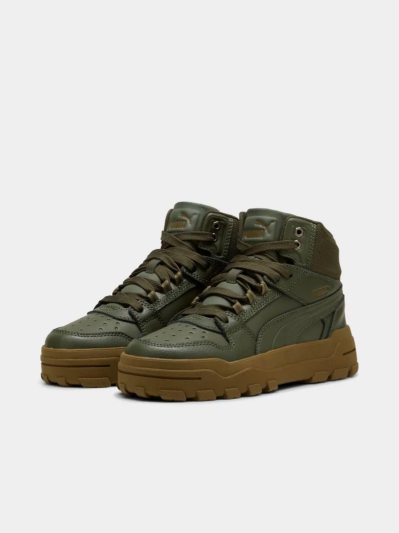 Junior Grade School Puma Rebound Abrupt Dark Olive Sneakers