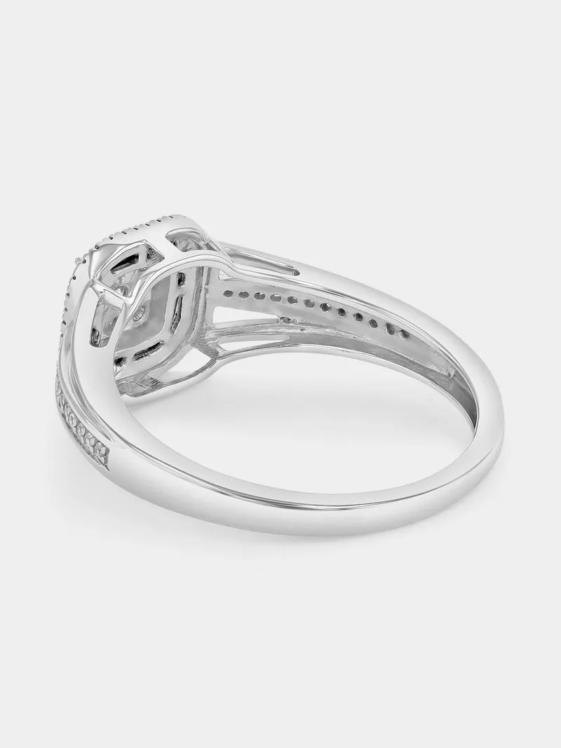 White Gold 0.25ct Diamond Cushion Halo Ring