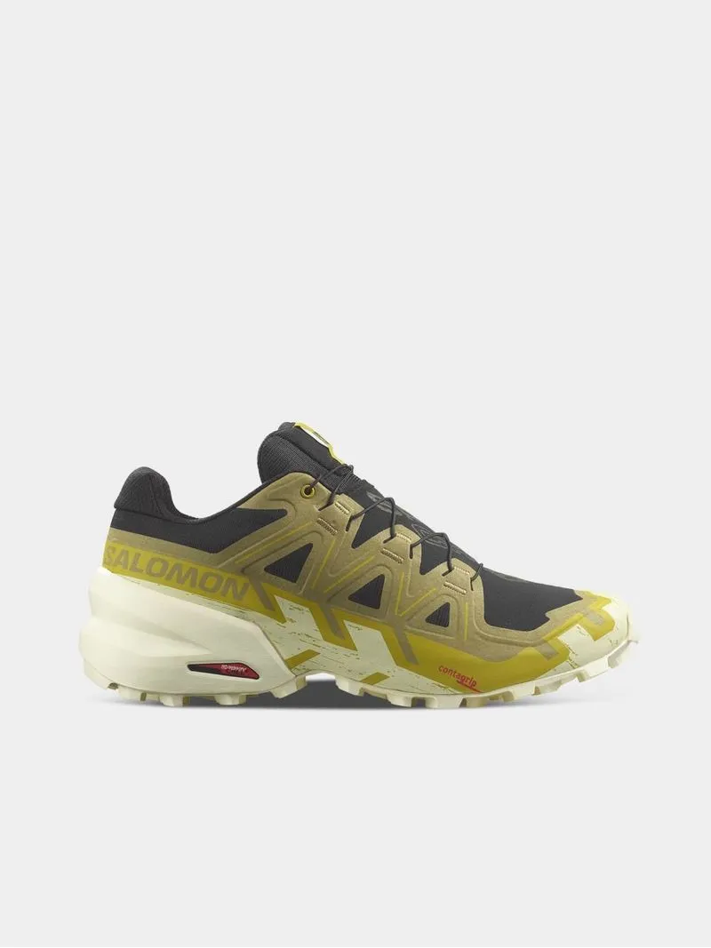 Mens Salomon Speedcross 6 Black/Green/Yellow Trail Running Shoes