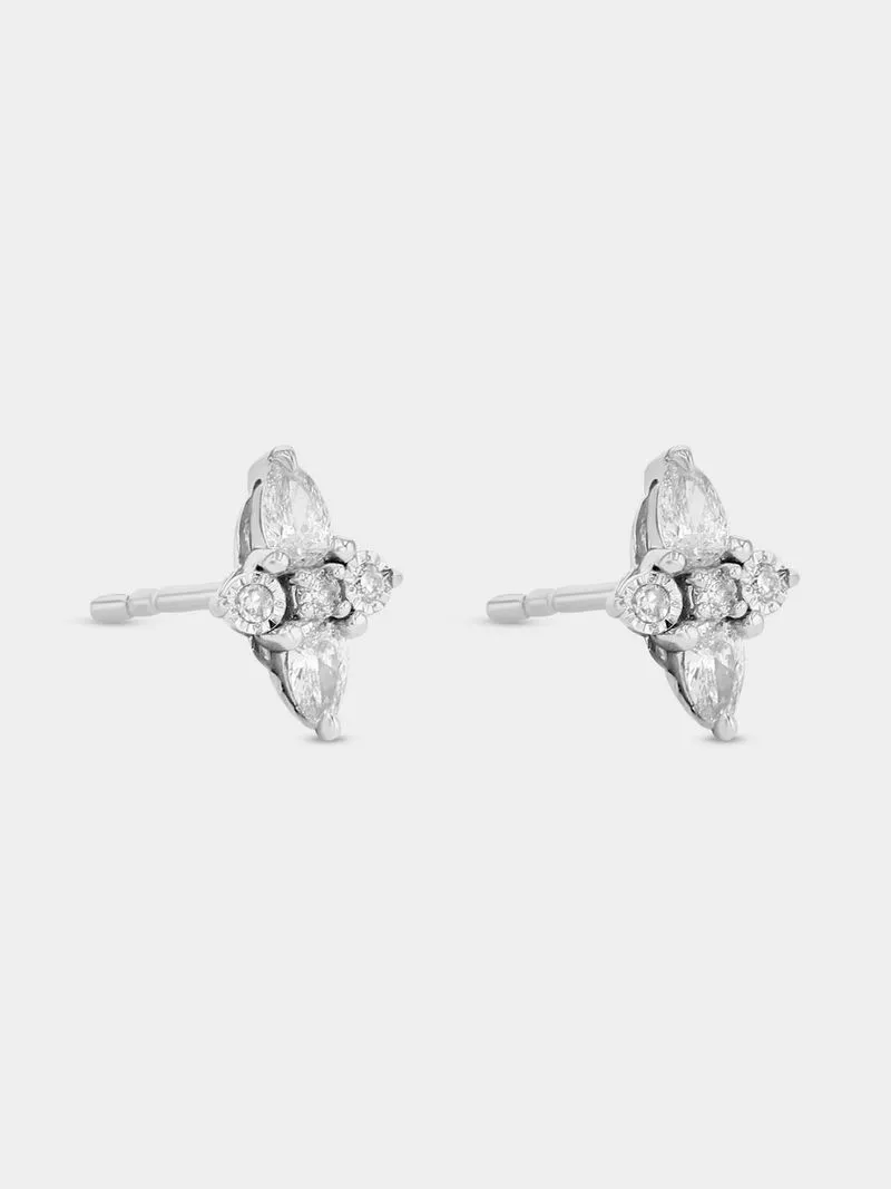 White Gold 0.20ct Diamond Illusion North Star Stud Earrings