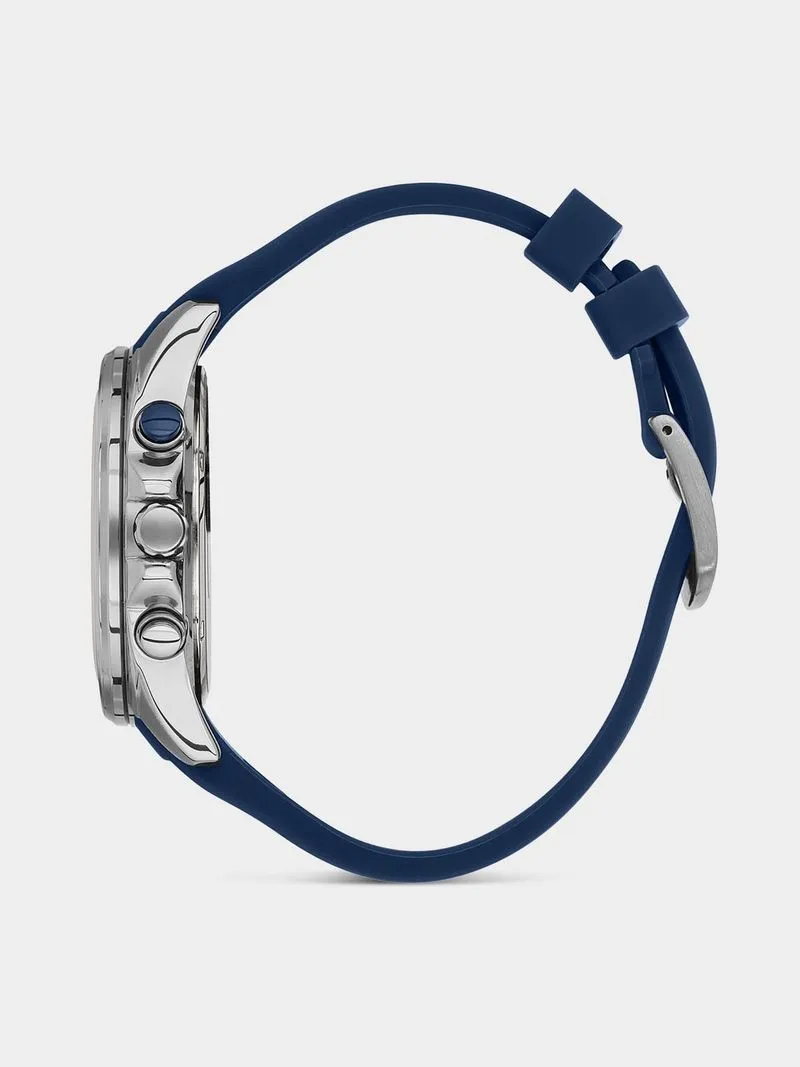 Daniel Klein Silver Plated Blue Dial Blue Silicone Chronographic Watch