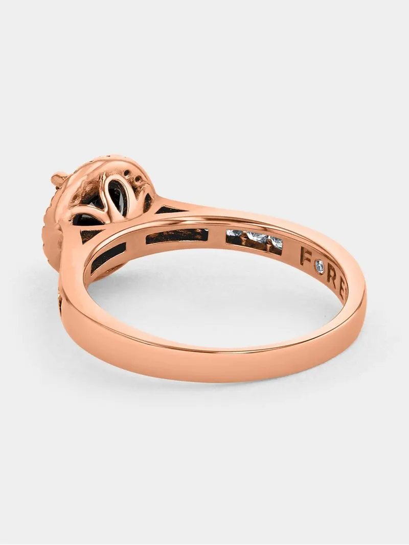 Rose Gold 1.29ct Black Diamond Halo Flower Ring