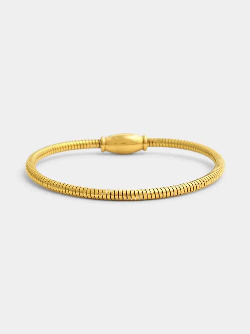 18ct Gold Plated Waterproof Stainless Steel Stretch Bracelet with Magnetic clasp